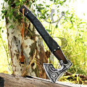 Custom Ragnar Axe, Viking Axe, Hatchet Rose Wood Shaf - Majestic Blades