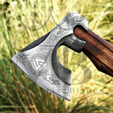Custom Ragnar Axe, Viking Axe, Hatchet Rose Wood Shaf - Majestic Blades