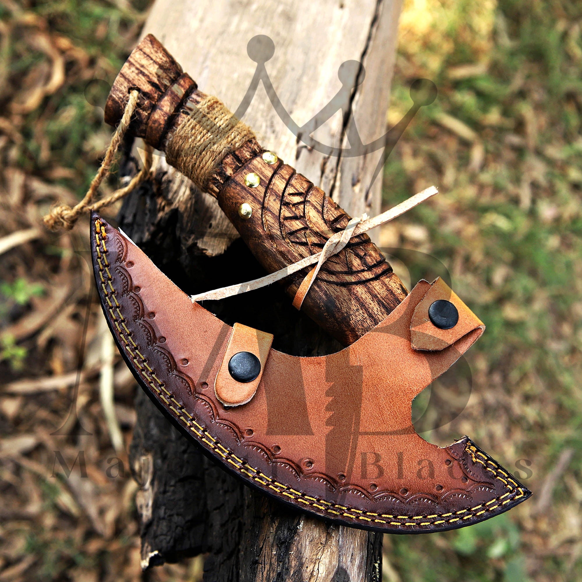 Custom Gift Hand Forged High Carbon Steel Pizza Axe - Majestic Blades