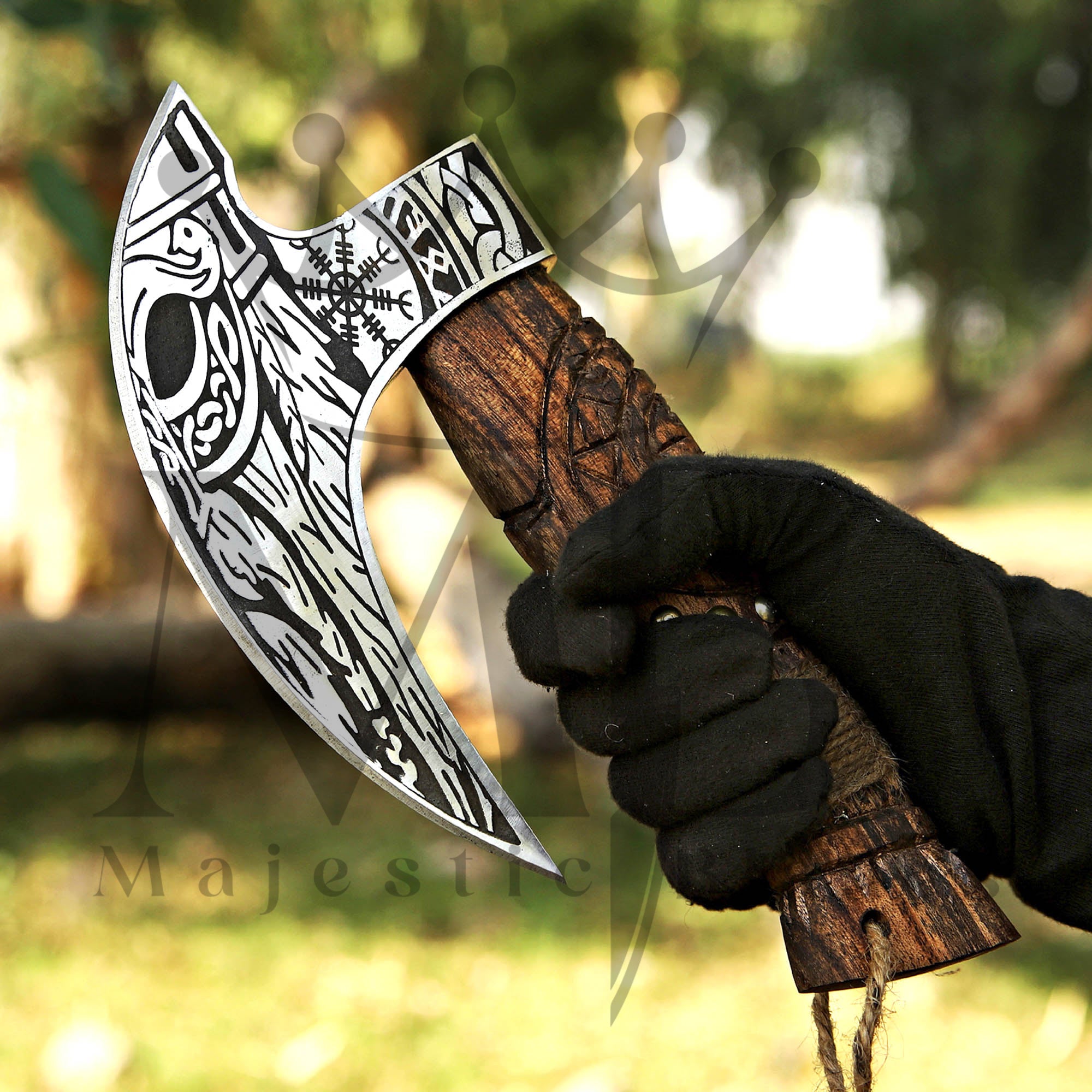 Custom Gift Hand Forged High Carbon Steel Pizza Axe - Majestic Blades