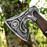 Custom Ragnar Axe, Viking Axe, Hatchet Rose Wood Shaf - Majestic Blades
