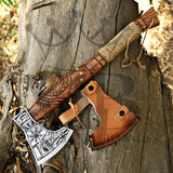 Custom Viking Axe With Handforged Carbon Steel Axe & Ash Wood Handle - Majestic Blades