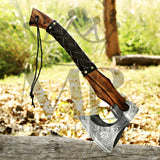 Custom Ragnar Axe, Viking Axe, Hatchet Rose Wood Shaf - Majestic Blades USA