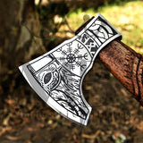 Custom Viking Axe With Handforged Carbon Steel Axe & Ash Wood Handle - Majestic Blades