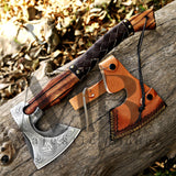 Custom Ragnar Axe, Viking Axe, Hatchet Rose Wood Shaf - Majestic Blades USA
