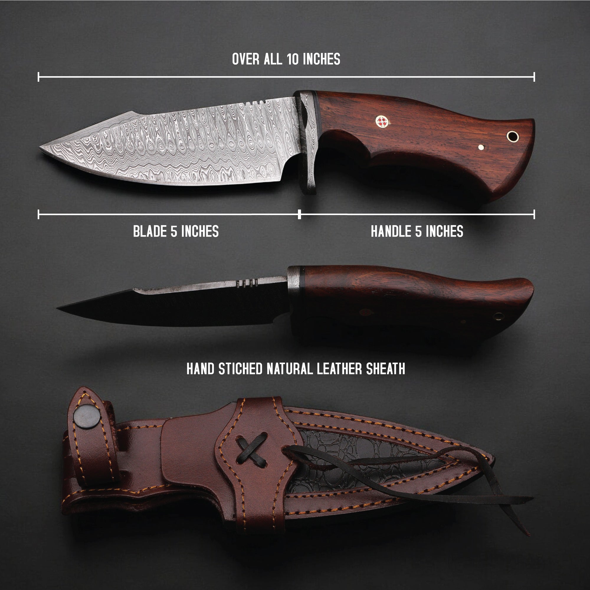 best bobcat fixed blasde knife with rosewood and mosaic pin fot durability at best price in USA online from majesticblades.com
