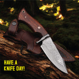 Handmade Damascus Steel Bobcat Knife With Rosewood Handle - 10 Inch - majesticblades.com