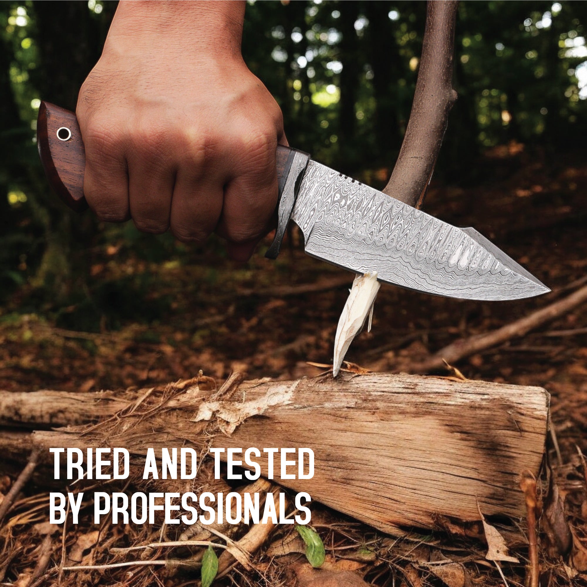 Handmade Damascus Steel Bobcat Knife With Rosewood Handle - 10 Inch - majesticblades.com