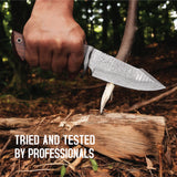 Handmade Damascus Steel Bobcat Knife With Rosewood Handle - 10 Inch - majesticblades.com