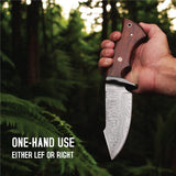 Handmade Damascus Steel Bobcat Knife With Rosewood Handle - 10 Inch - majesticblades.com