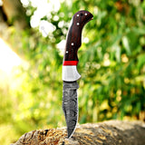 Handmade Damascus Pocket Folding Knife With Handle Of Pakka Wood - Tracker Knife 7.5 at best price in USA - majesticblades.com