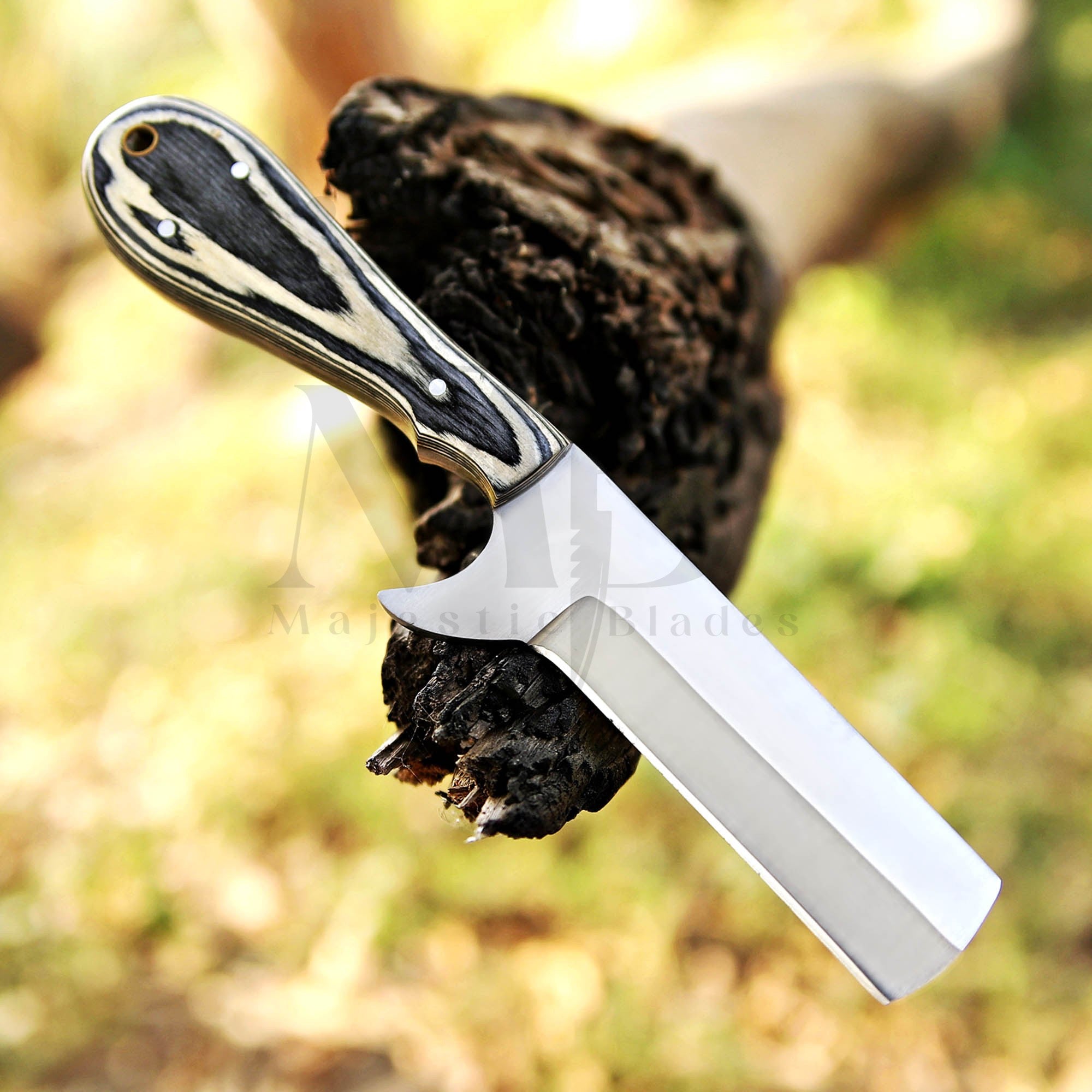 Majestic Handmade Damascus D2 Steel Bull Cutter Knife 8 Inch With Handle Of Pakka Wood at best price in United State - majetsicblades.com