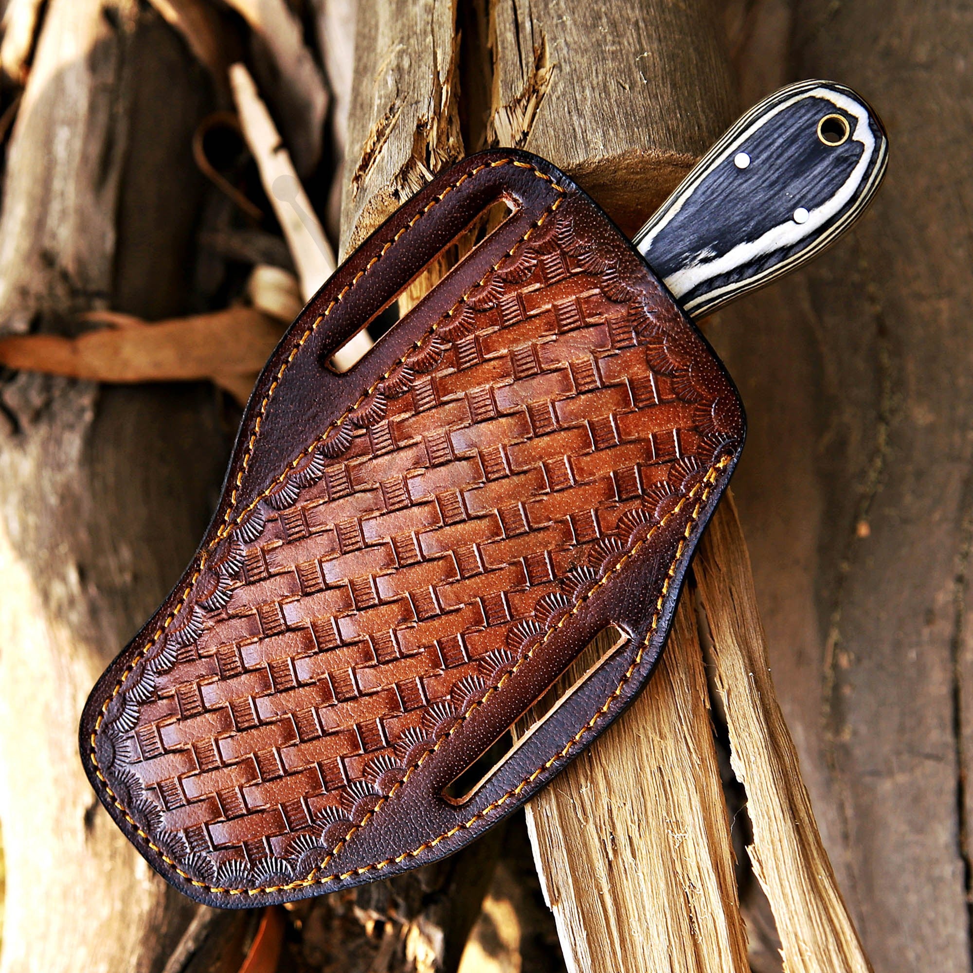 Majestic Handmade Damascus D2 Steel Bull Cutter Knife 8 Inch With Handle Of Pakka Wood  and leather cover at best price in United State - majetsicblades.com