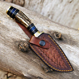 Handmade Damascus Skinner Knife Stag Horn Handle - 8 Inch at best price in USA - majesticblades.com
