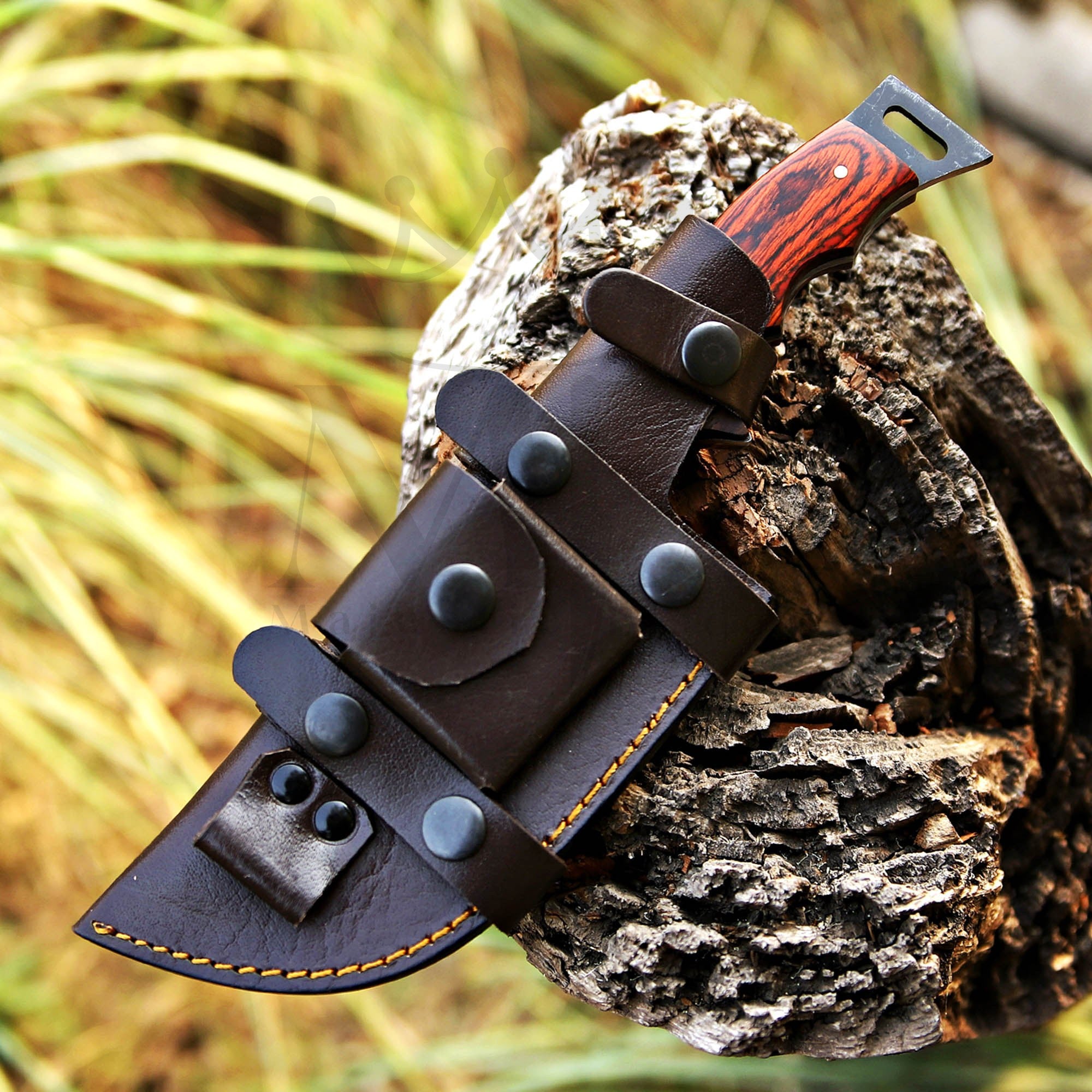 Damascus Tracker Knife With Handle Of Pakka & Rose Wood - Pocket Knife 10 Inch online in US - majesticblades.com