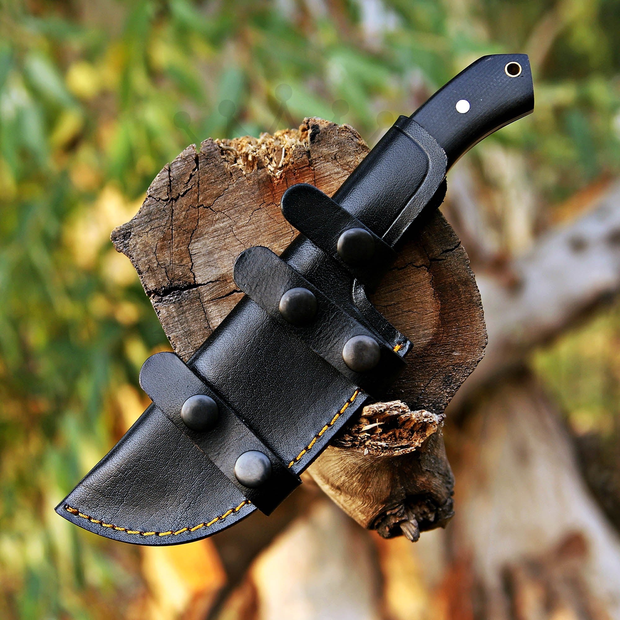 Handmade Damascus D2 Steel Tracker Knife with pure leather cover at best price in United State Of America - shop now from majesticblades.com