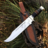 Handmade D2 Steel Crocodile Dundee Bowie Knife With Handle Of Buffalo Horn \ Raison - 15 inch - majesticblades.com