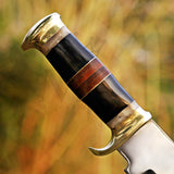 Handmade D2 Steel Crocodile Dundee Bowie Knife With Handle Of Buffalo Horn \ Raison - 15 inch - majesticblades.com