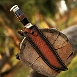 Handmade D2 Steel Crocodile Dundee Bowie Knife With Handle Of Buffalo Horn \ Raison - 15 inch with leather cover - majesticblades.com