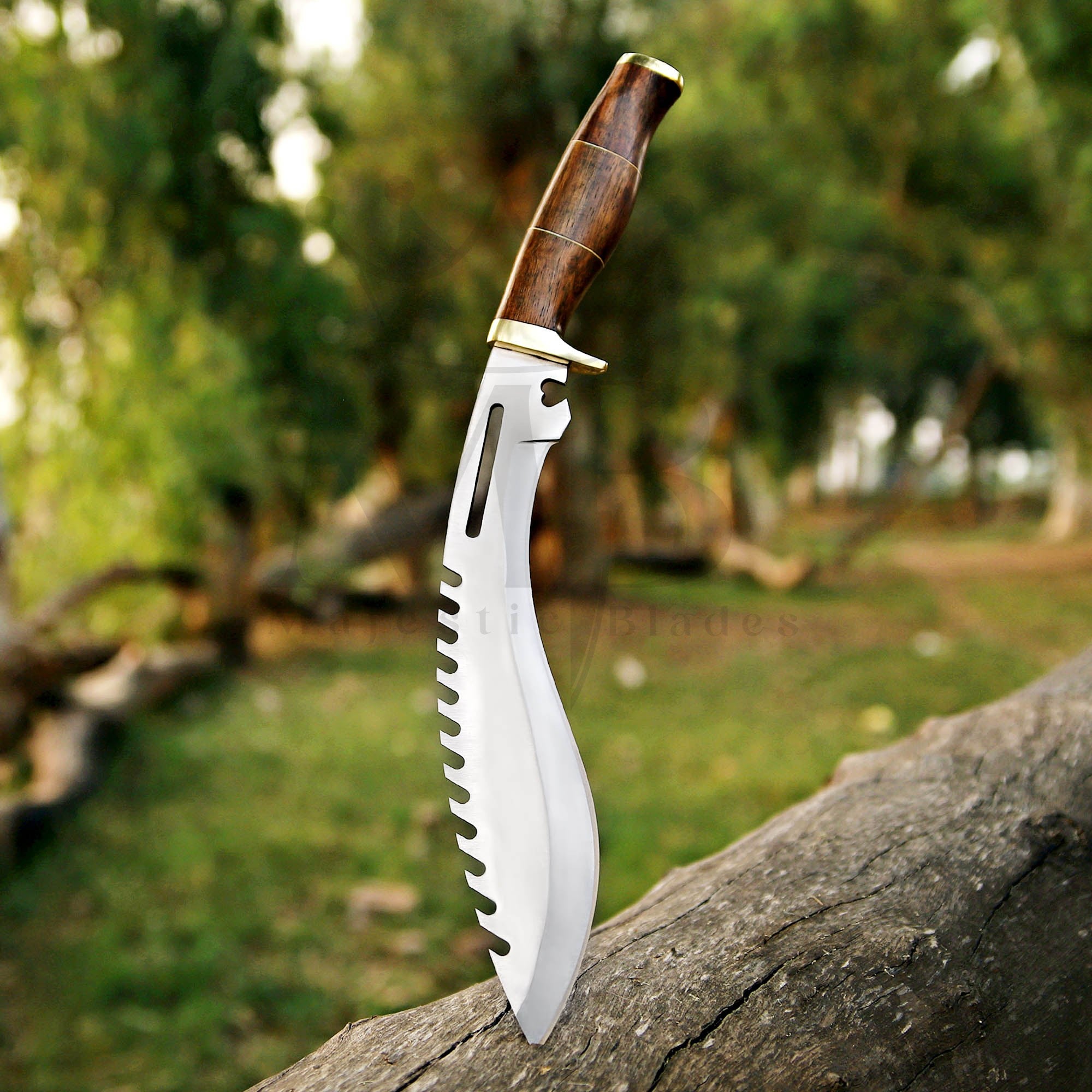 kukri knife with sharp blade strong grip rosewood handle at best price in United State - majesticblades.com