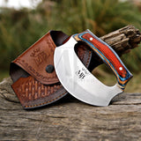 Handmade Damascus Ulu Knife With Pakka Wood Handle & Leather Cover  at best price in USA - majesticblades.com