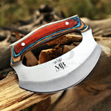 Majestic Damascus Steel Ulu Knife With Handle Of Pakka Wood - 6 Inch - majestic blades