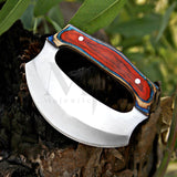 Handmade Damascus Ulu Knife With Pakka Wood Handle & Leather Cover  at best price in USA - majesticblades.com