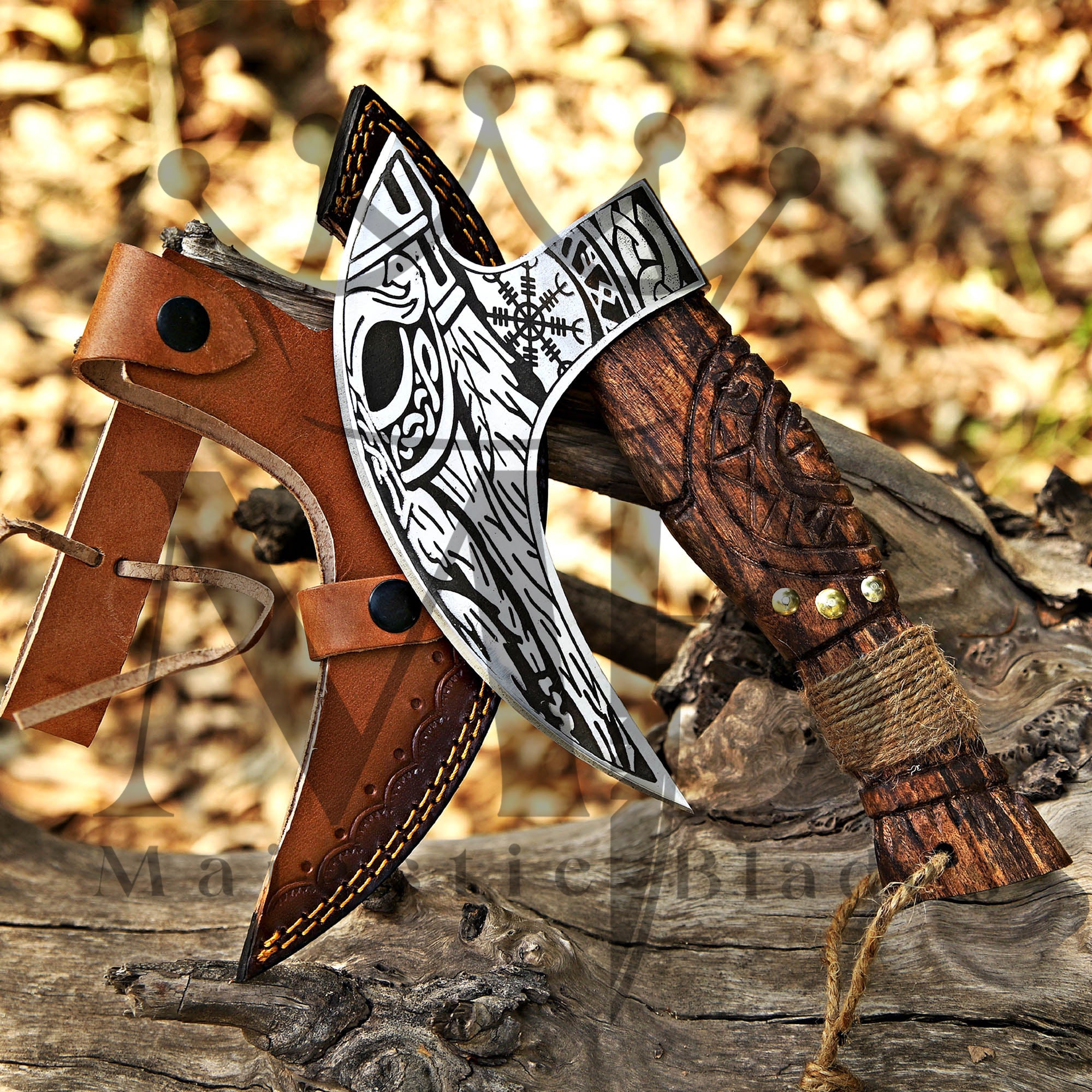 Custom Gift Hand Forged High Carbon Steel Pizza Axe - Majestic Blades