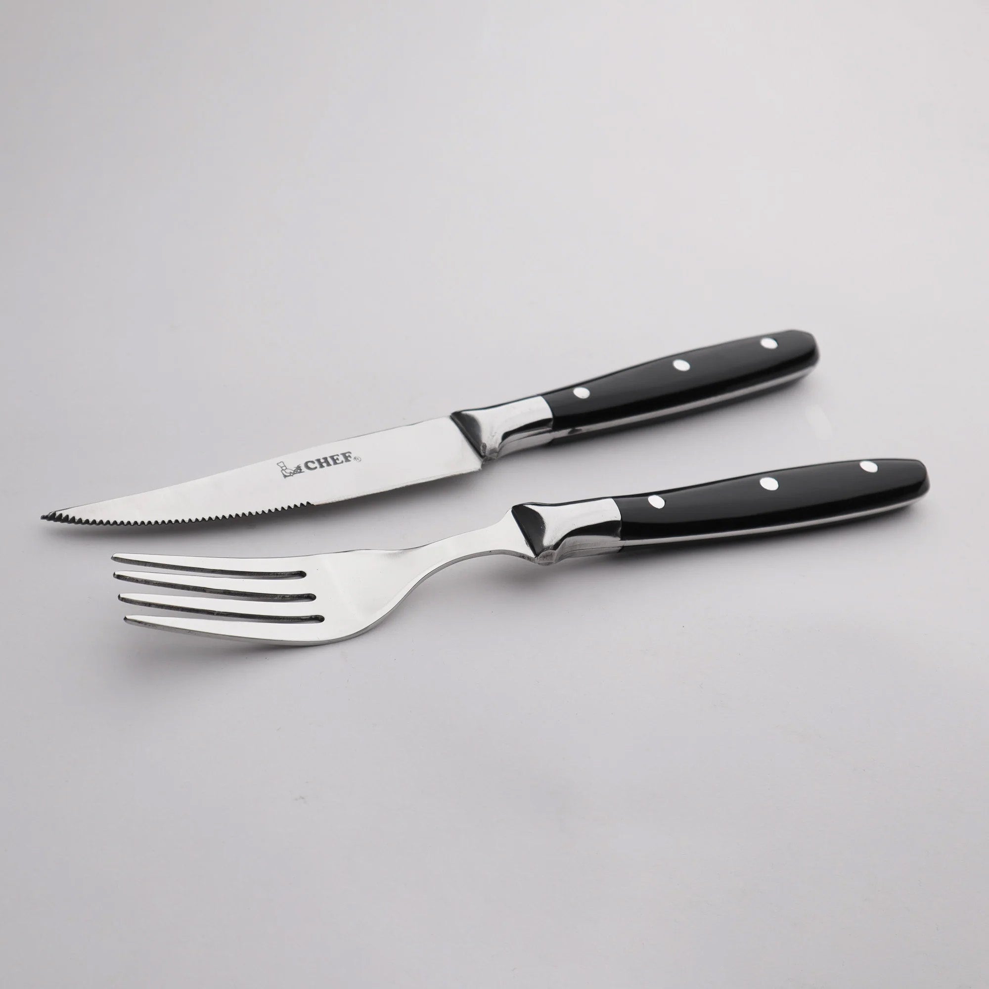 Steak Knife and Fork Set with American Acrylic Handle