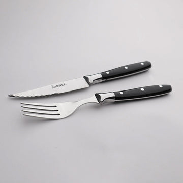Steak Knife and Fork Set with American Acrylic Handle