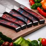 Majestic Handmade Damascus Steel Kitchen Chef Knife Set of 5 pcs with Leather Sheath Handle Material Raison  - majesticblades.com