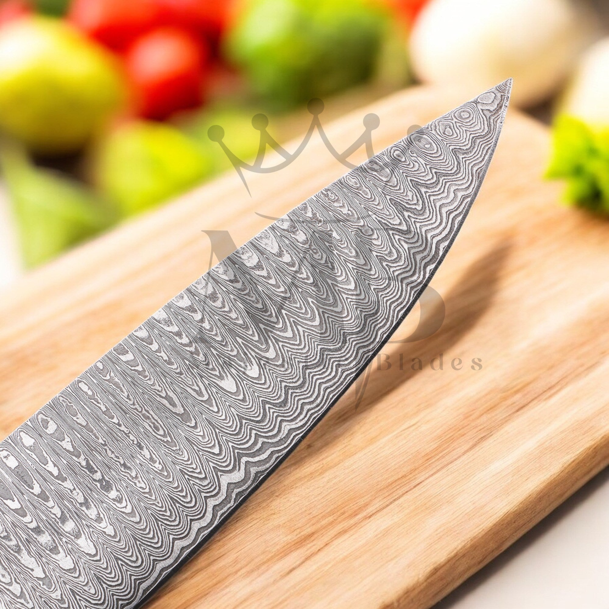 Majestic Handmade Damascus Steel Kitchen Chef Knife Set of 5 pcs with Leather Sheath Handle Material Raison  - majesticblades.com