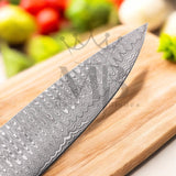 Majestic Handmade Damascus Steel Kitchen Chef Knife Set of 5 pcs with Leather Sheath Handle Material Raison  - majesticblades.com