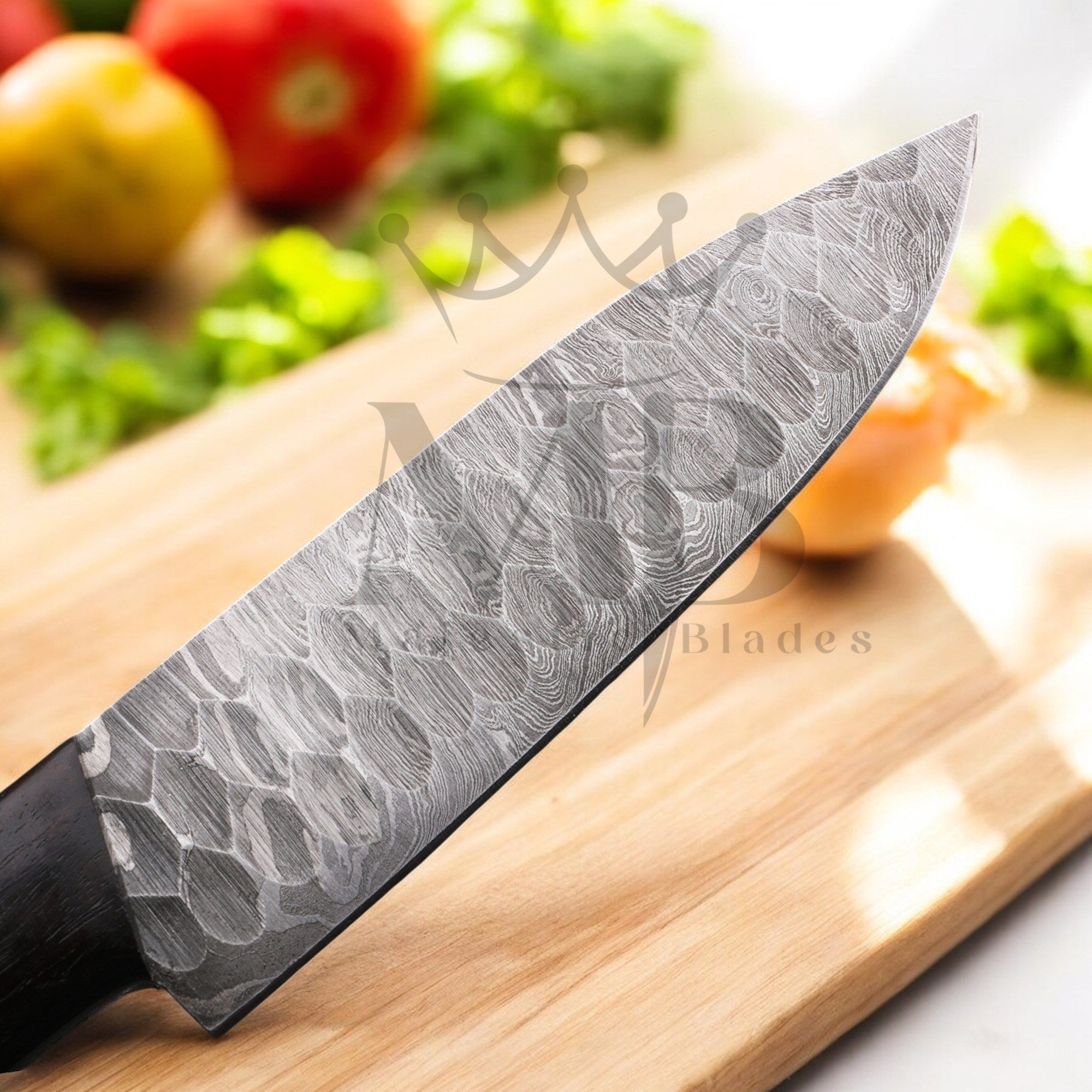 Majestic Handmade Damascus Steel Kitchen Chef Knife Set of 5 pcs with ash wood handle - HandForged at best price in USA - shop online from majesticblades.com