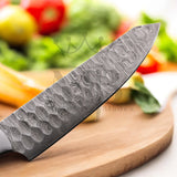 Hand Forged Damascus Steel, Chef Knife Set 5 pcs with leather bag - handle made of ash wood - best sale price in USA at majesticblades.com