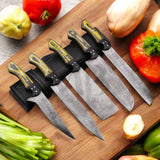 Majestic Handmade Damascus Steel Complete Chef Knife Set of 5 pcs -  Pakka wood & Micarta - HandForged at best online price majesticblades.com
