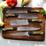 Majestic Handmade Damascus Steel Complete Chef Knife Set of 5 pcs - HandForged at best online price majesticblades.com