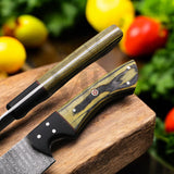 Majestic Handmade Damascus Steel Complete Chef Knife Set of 5 pcs -  Pakka wood & Micarta - HandForged at best online price majesticblades.com