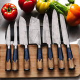 majestic 7 Pcs Carbon Steel Knife Set with Blue Resin Burl Wood Handle - Japanese Chef Knife Set - best sale price at majesticblades.com