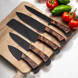 Damascus Steel Chef Knife Set 5 Pcs - Handle Material Ash Wood - Powder Coated - best sale price at majesticblades.com