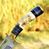 Majestic Handmade D2 Skinner Knife Sharp blade With Stag Horn Handle and with leather cover at best price in USA - 8 Inch - majesticblades.com