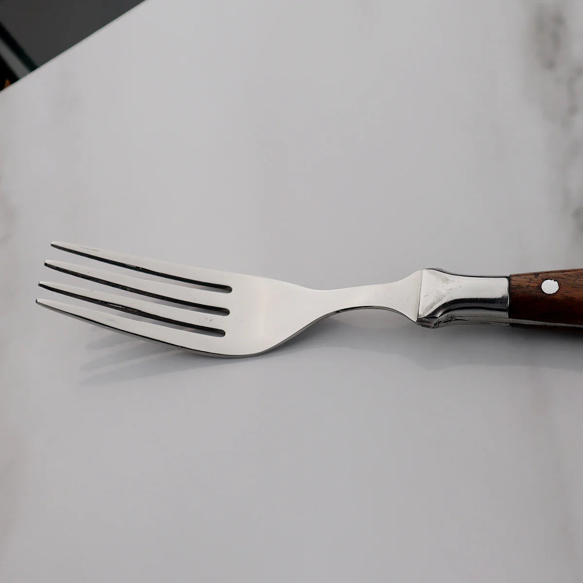 Majestic Blades Steak Knife and Fork Set in Natural Wooden Handle with Serrated Blade USA 